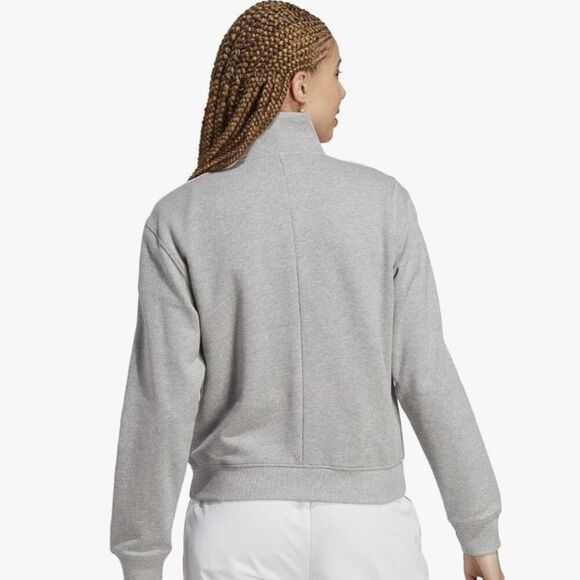 adidas Women's Essentials 3-Stripes Quarter-Zip Sweatshirt Gray and White Size L - Picture 12 of 12
